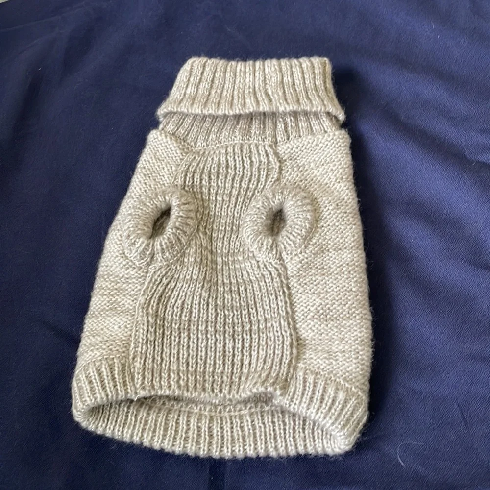 Beige/ grey sparkly floral pet sweater